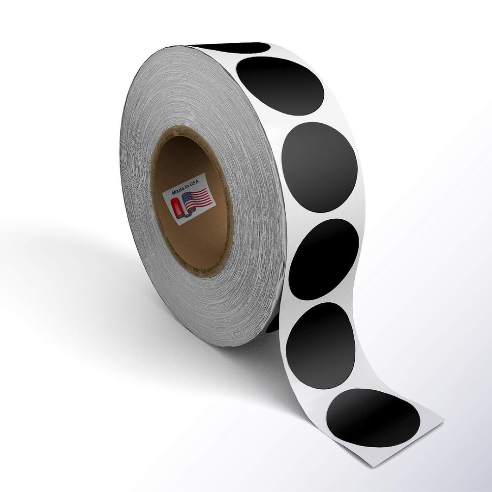 6414 Color Coding Circle Dot Sticker Labels on a roll Black, 2 INCH 500